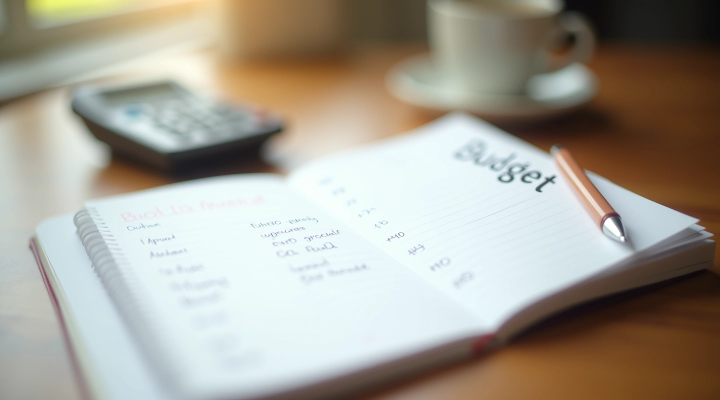 Handwritten budget notes in open notebook