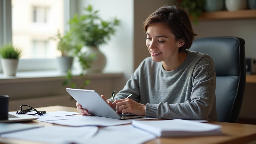 Professional reviewing spending records and financial documents