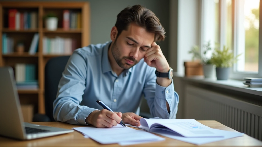 Person reviewing financial documents and budget planning on a clean desk with natural light